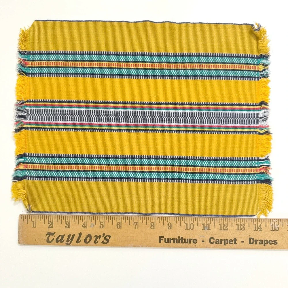 Vintage Easter School Weaving Room Set 2 Placemats Hand Woven Philippines Yellow